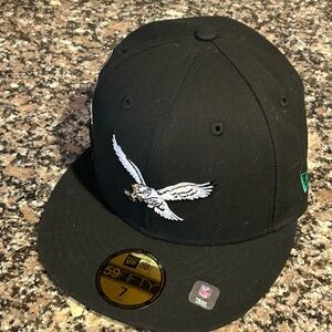 New Era Black Cap with Eagle Embroidery